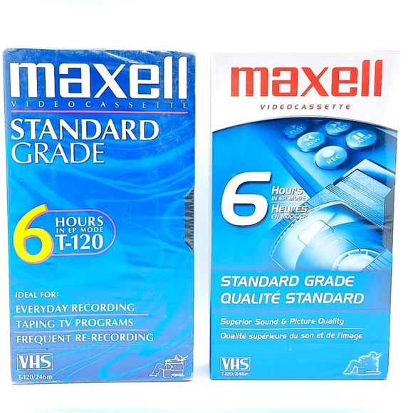 Maxell 6 Hour Blank VHS Tape SEALED Bundle Of 2 Tapes‎ Standard Grade T-120 - Picture 1 of 4